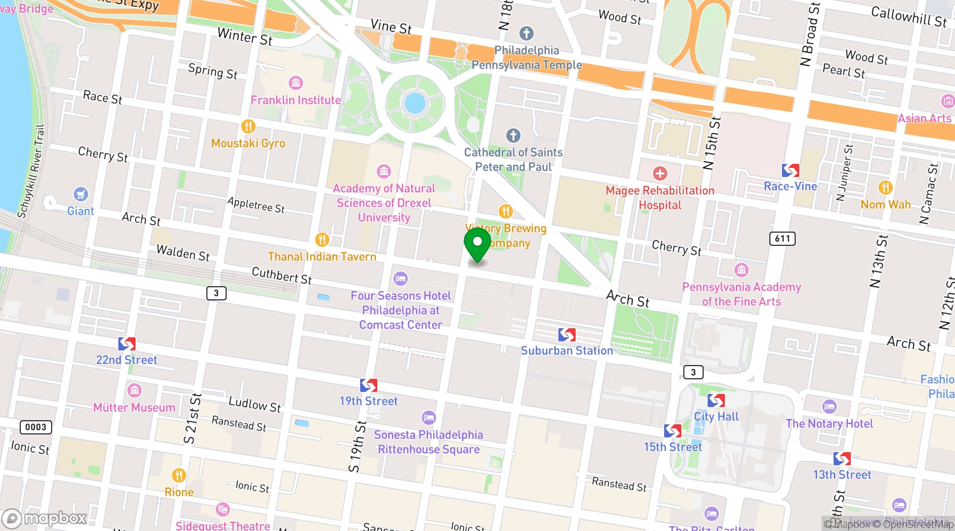 Map showing Vue on 50 Venue