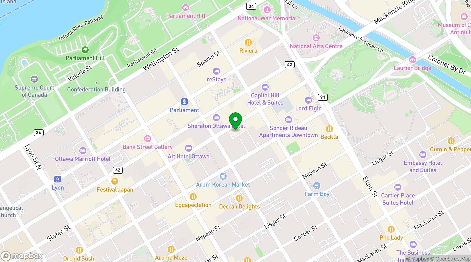 Map showing Arc The.Hotel Ottawa