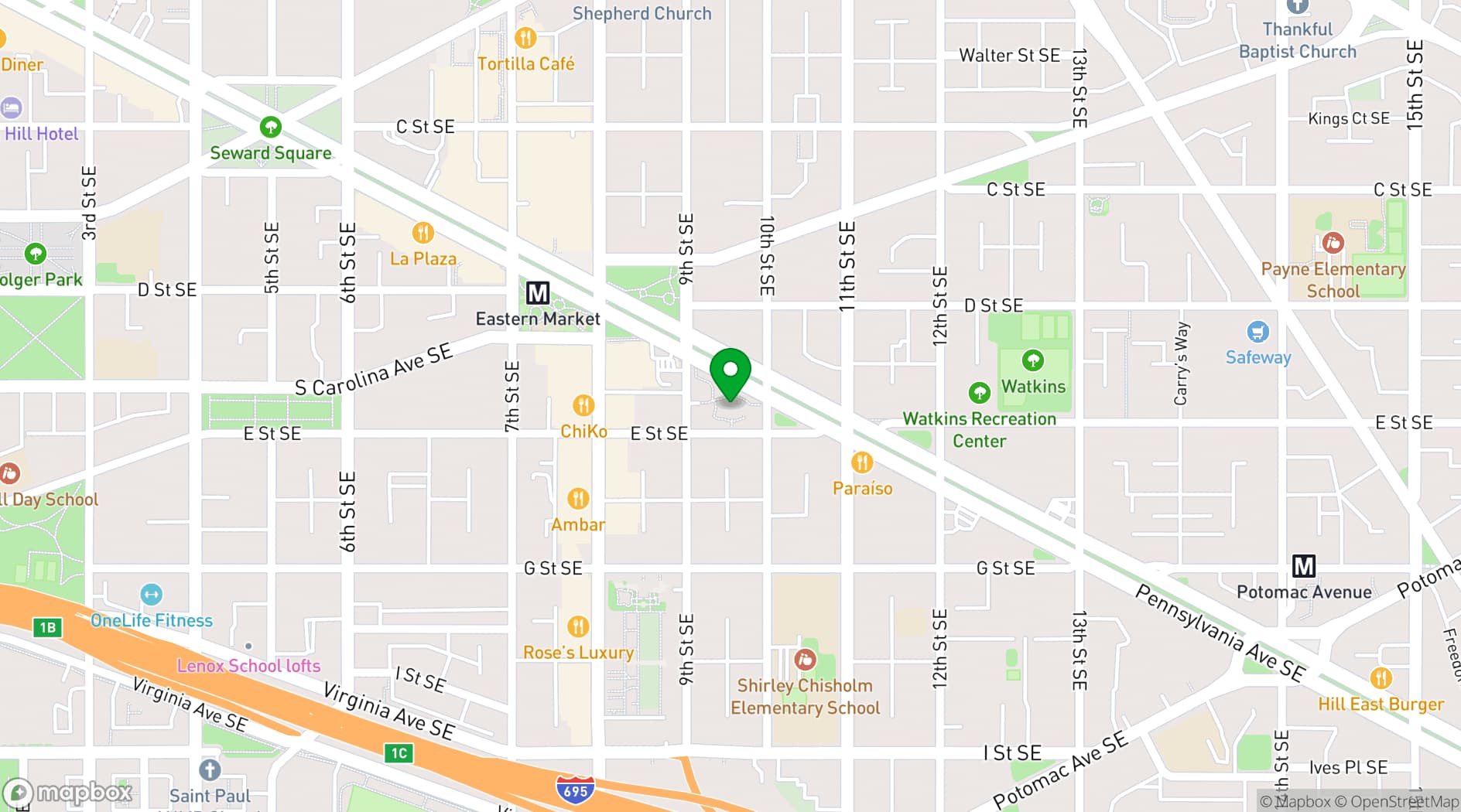 Map showing Hill Center at the Old Naval Hospital