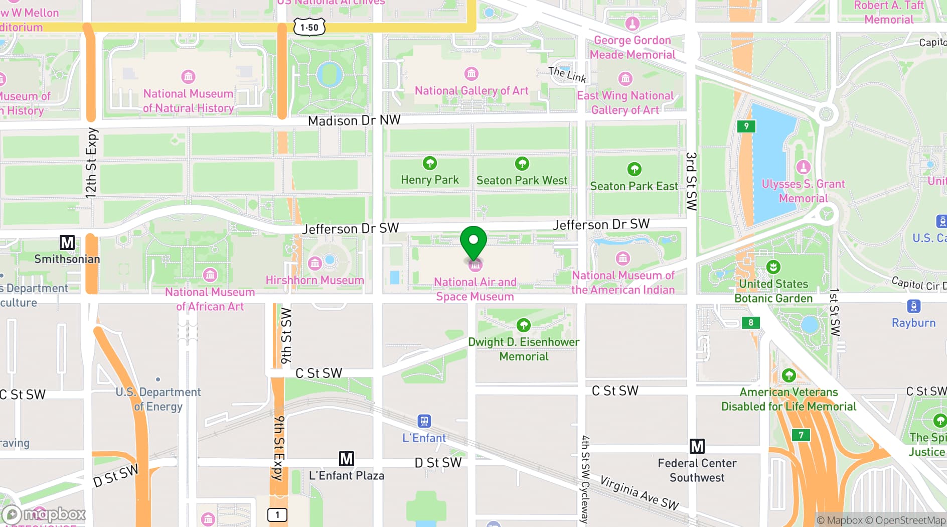 Map showing National Air and Space Museum