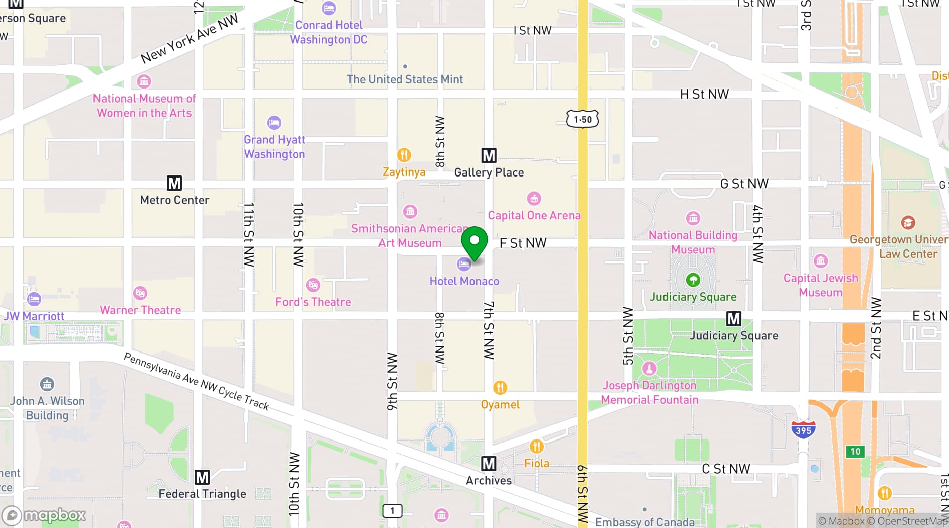 Map showing Kimpton Hotel Monaco