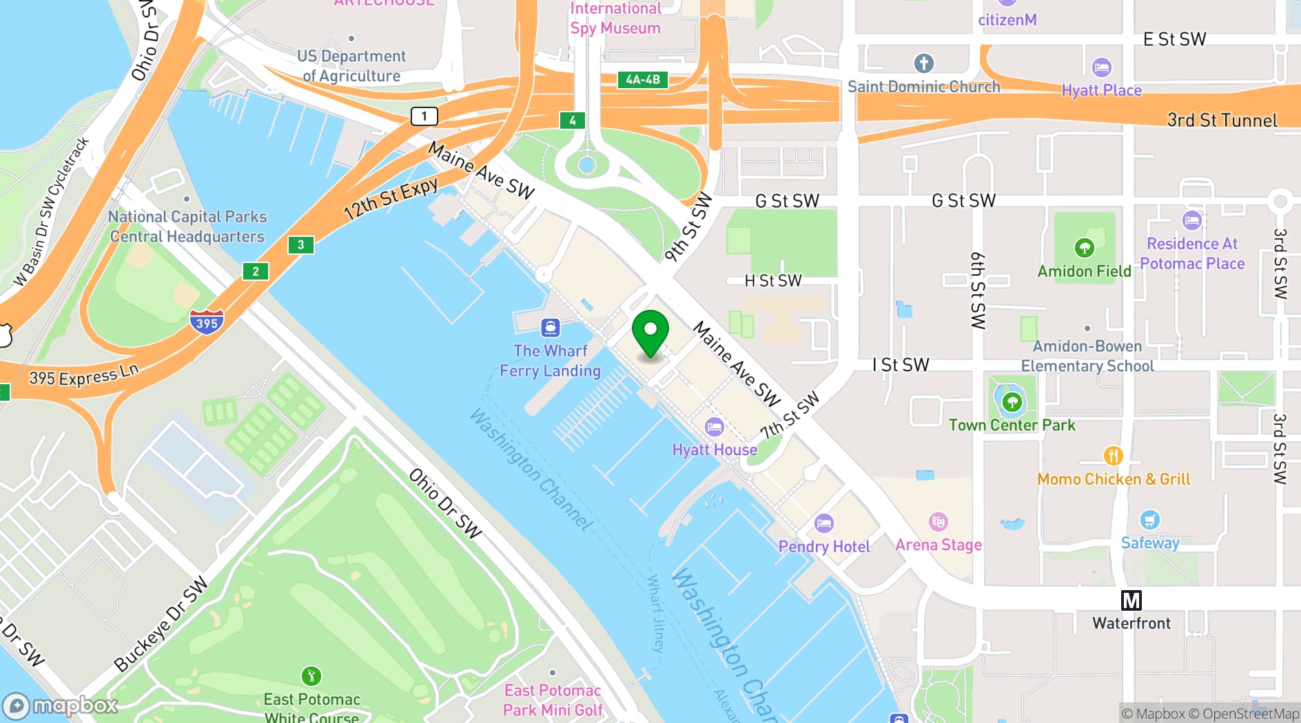 Map showing InterContinental Washington D.C. – The Wharf