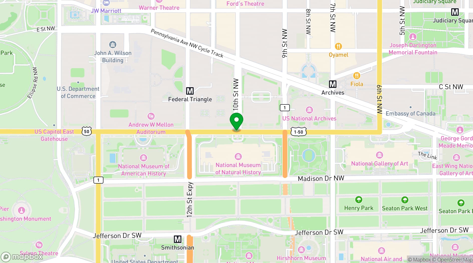 Map showing National Museum of Natural History (Washington DC)