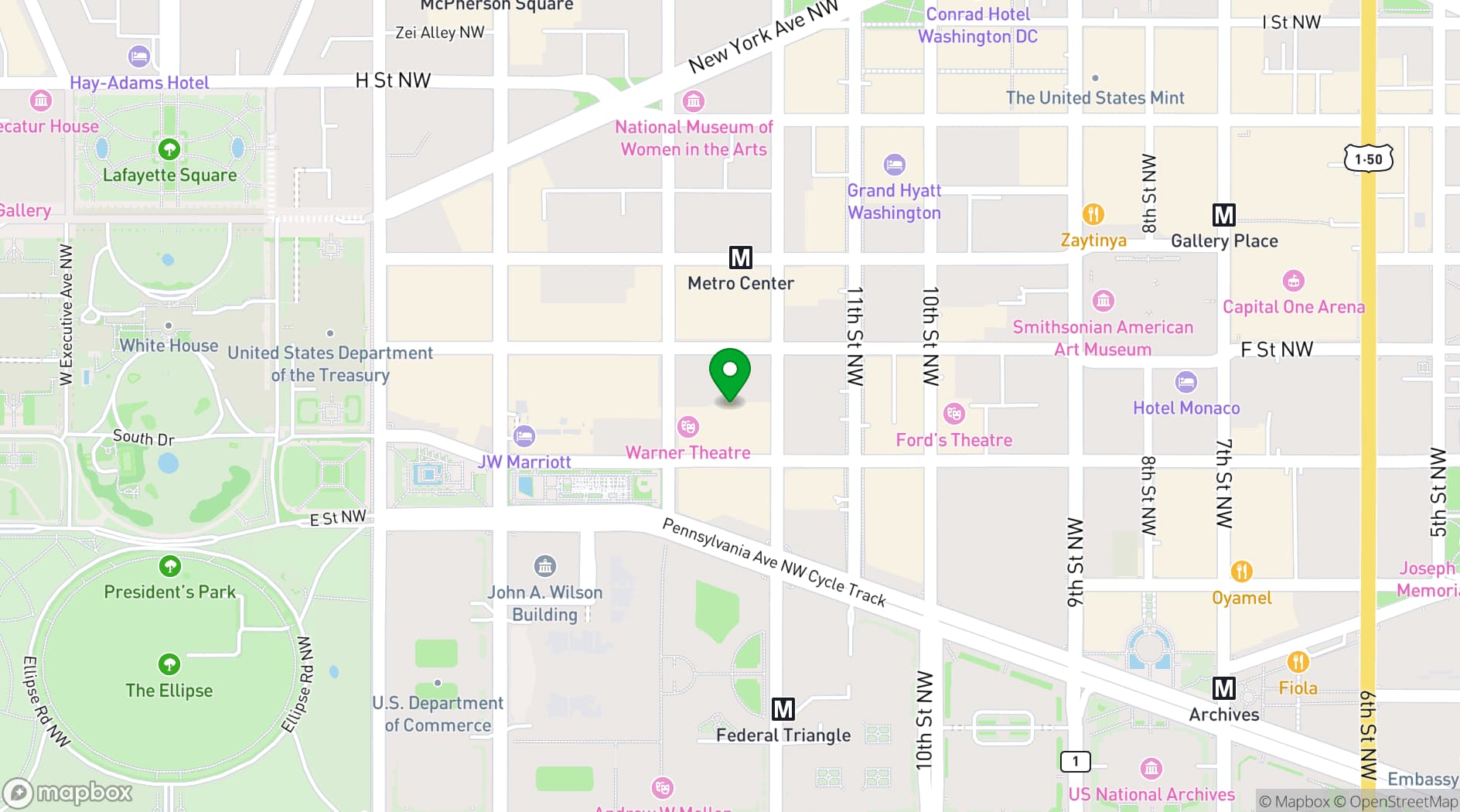 Map showing The City Club of Washington