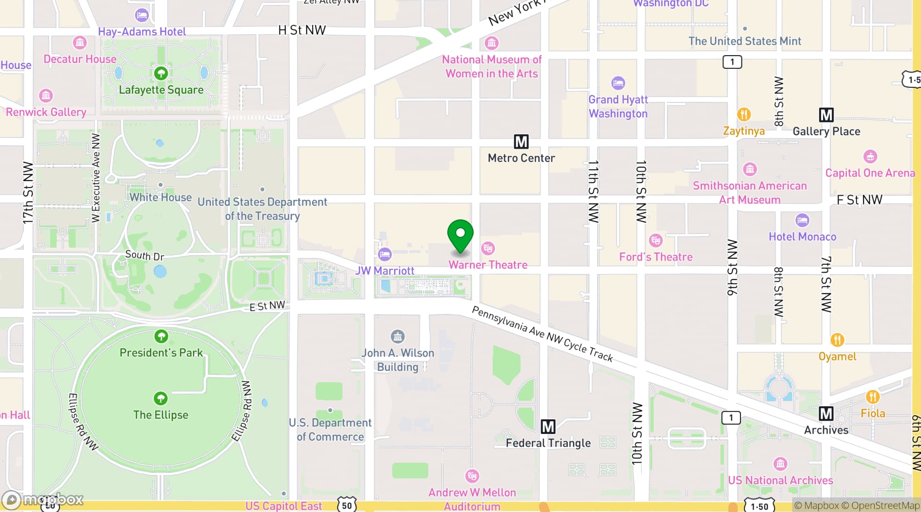 Map showing The Henri Restaurant and Private Events