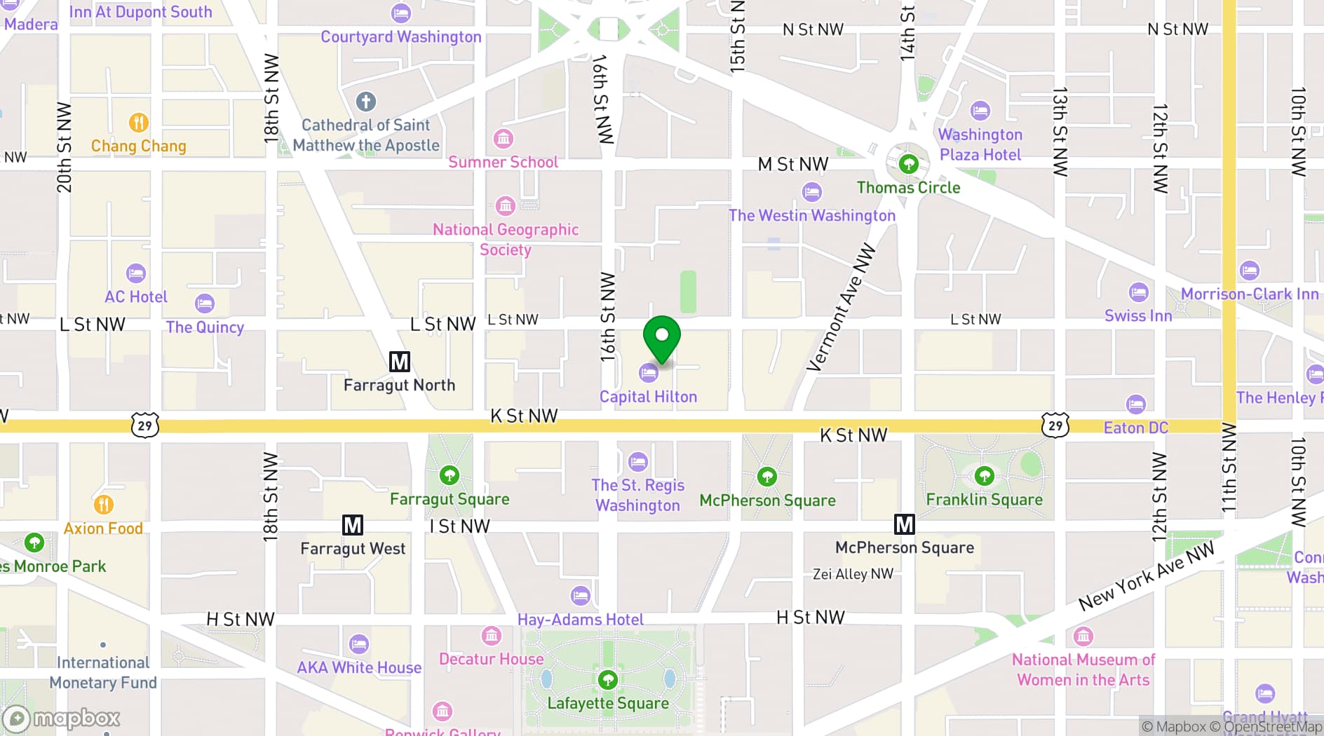 Map showing Capital Hilton