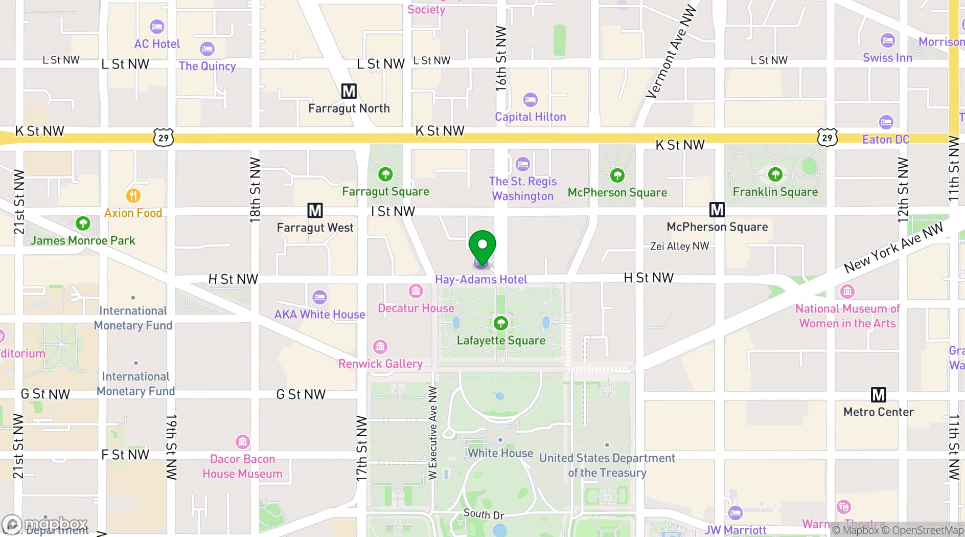 Map showing The Hay Adams