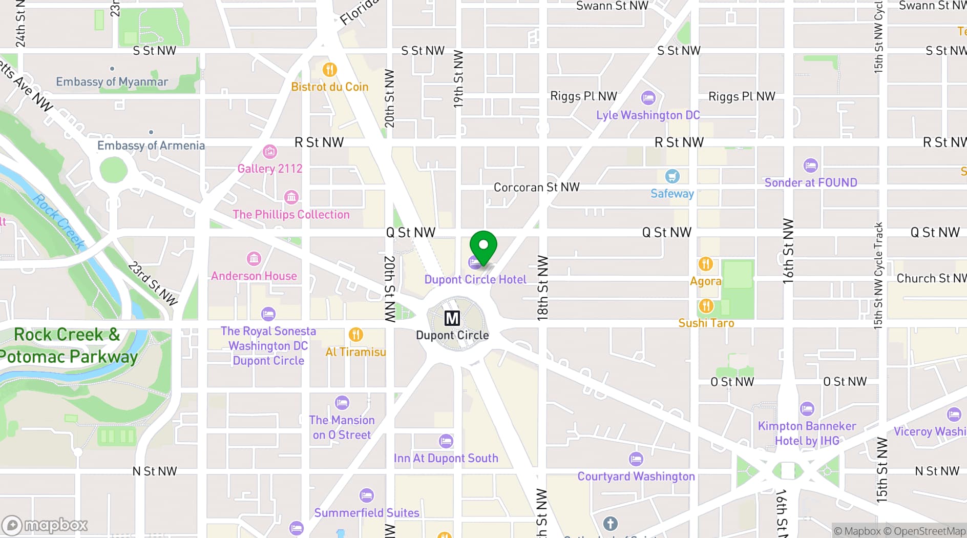 Map showing The Dupont Circle Hotel