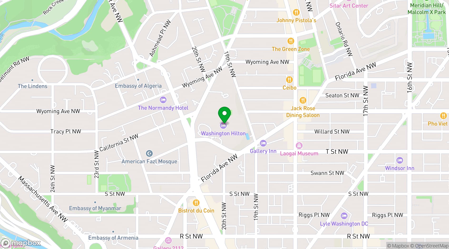 Map showing Washington Hilton