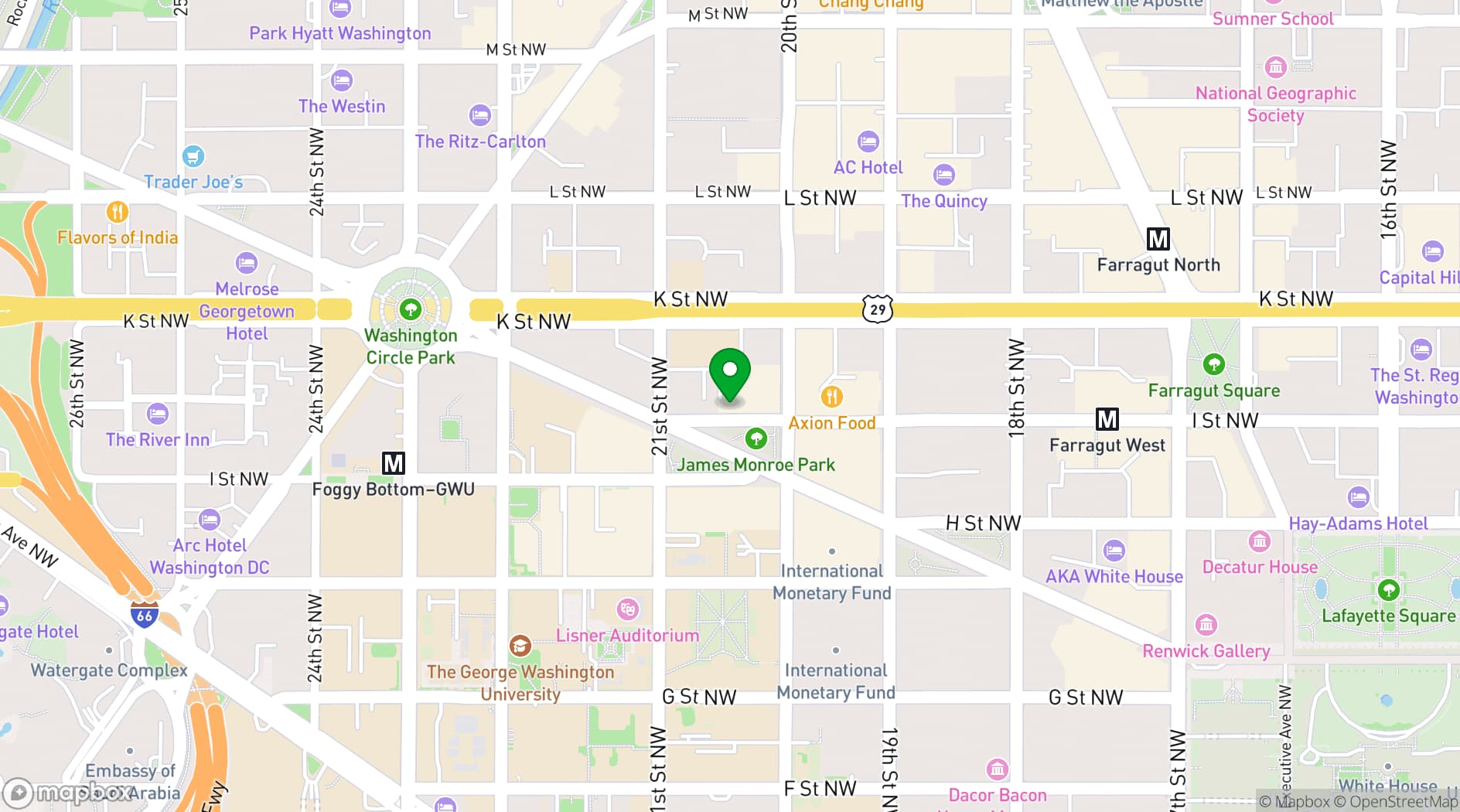 Map showing Arts Club of Washington