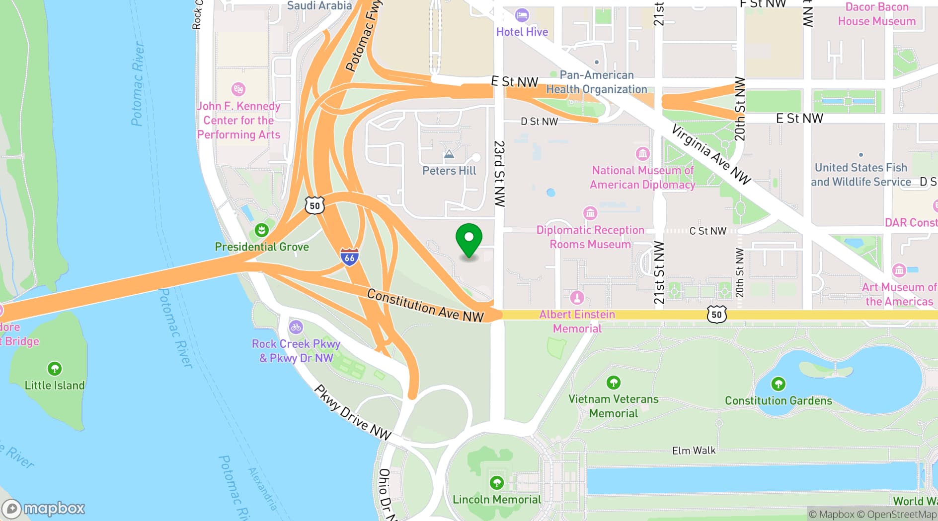 Map showing United States Institute of Peace