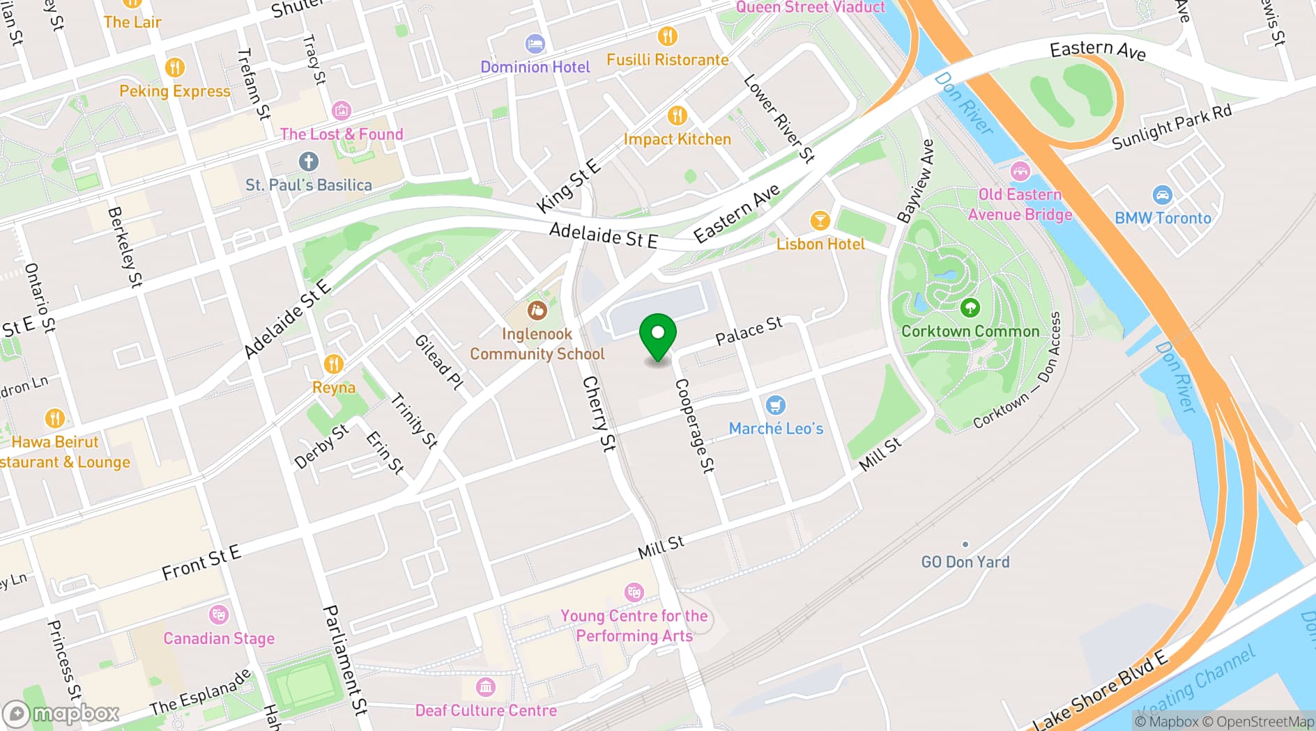 Map showing Residence & Conference Centre - Toronto Downtown