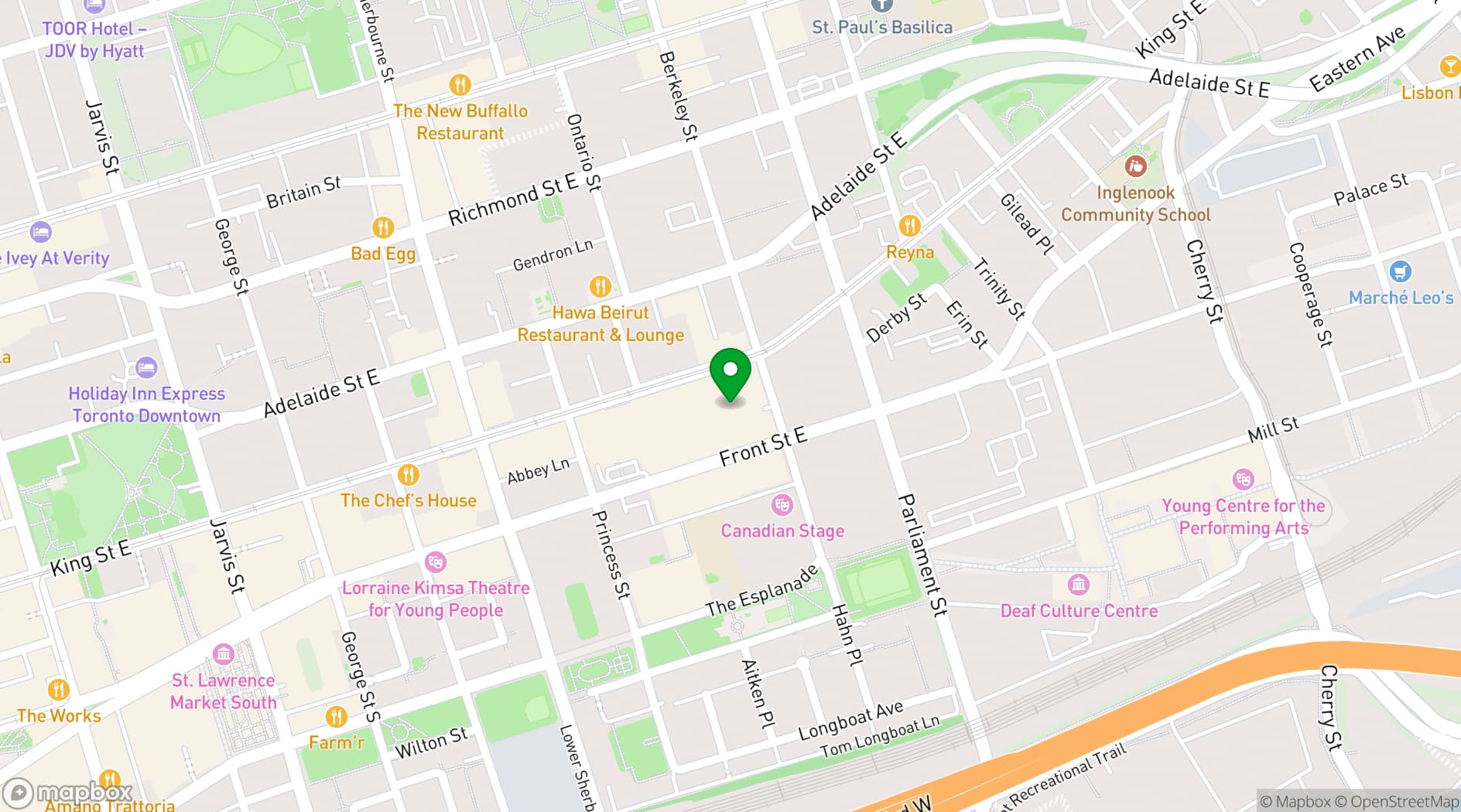 Map showing The Globe and Mail Centre