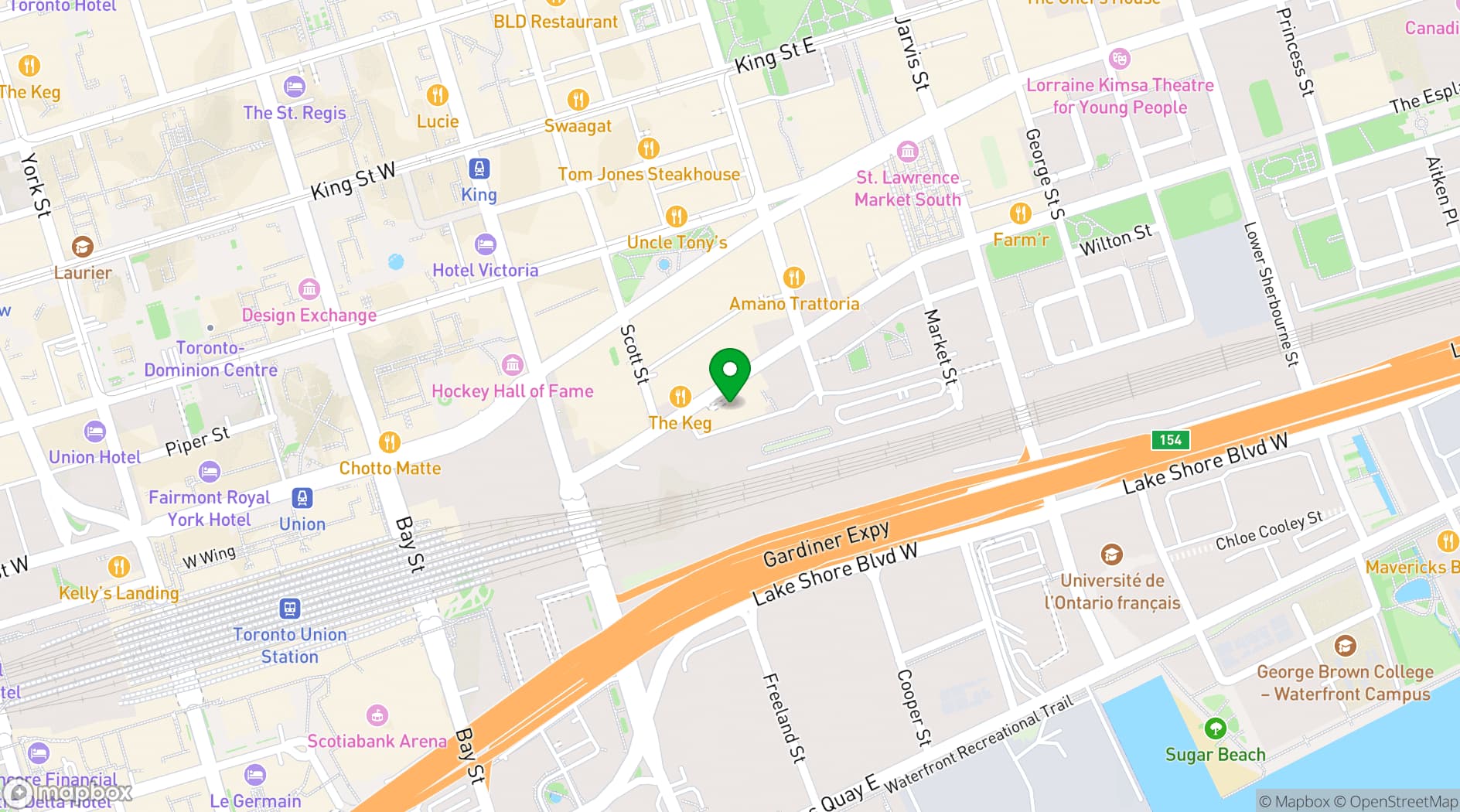 Map showing Novotel Toronto Centre