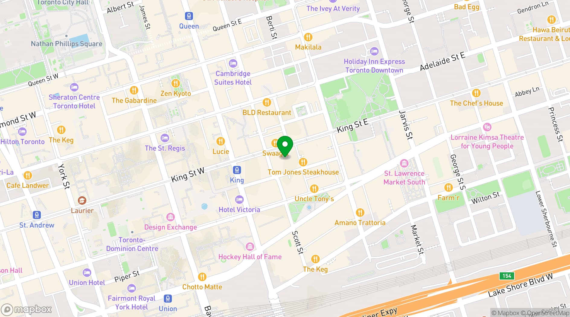 Map showing The Omni King Edward Hotel