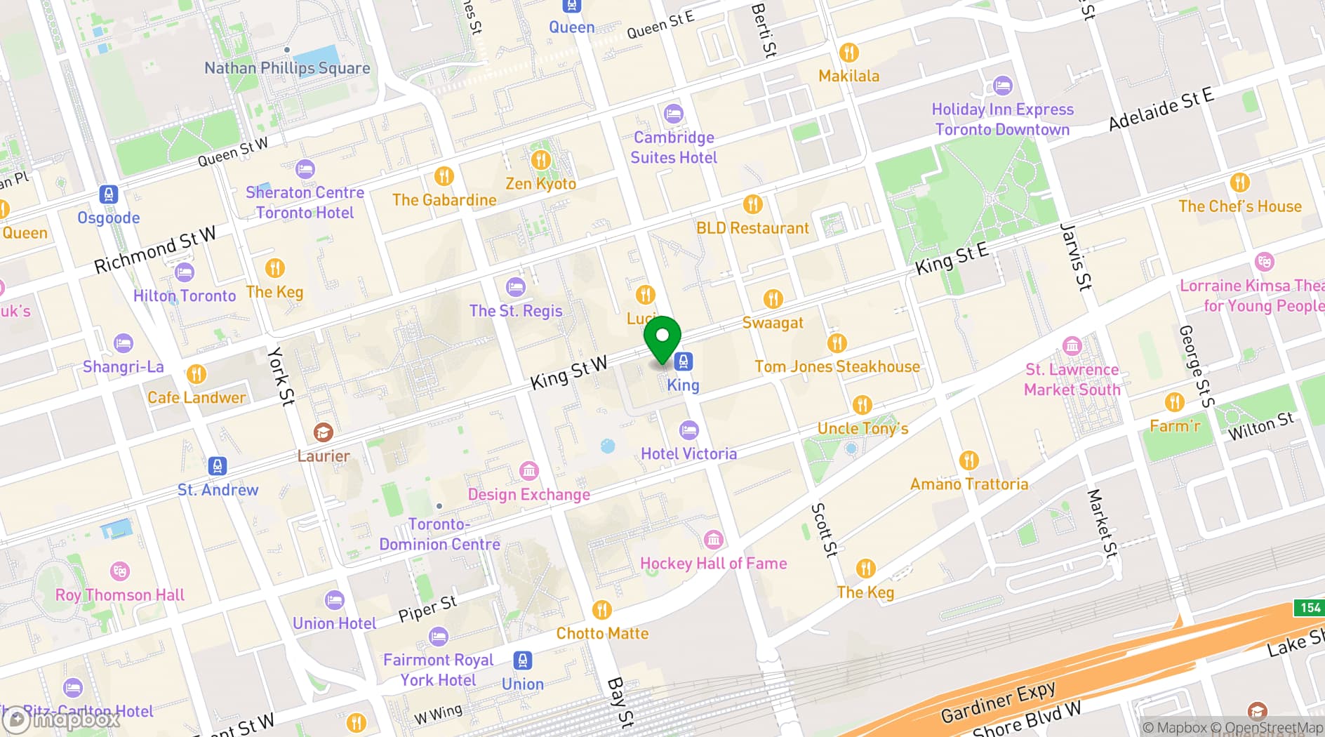 Map showing One King West Hotel & Residence