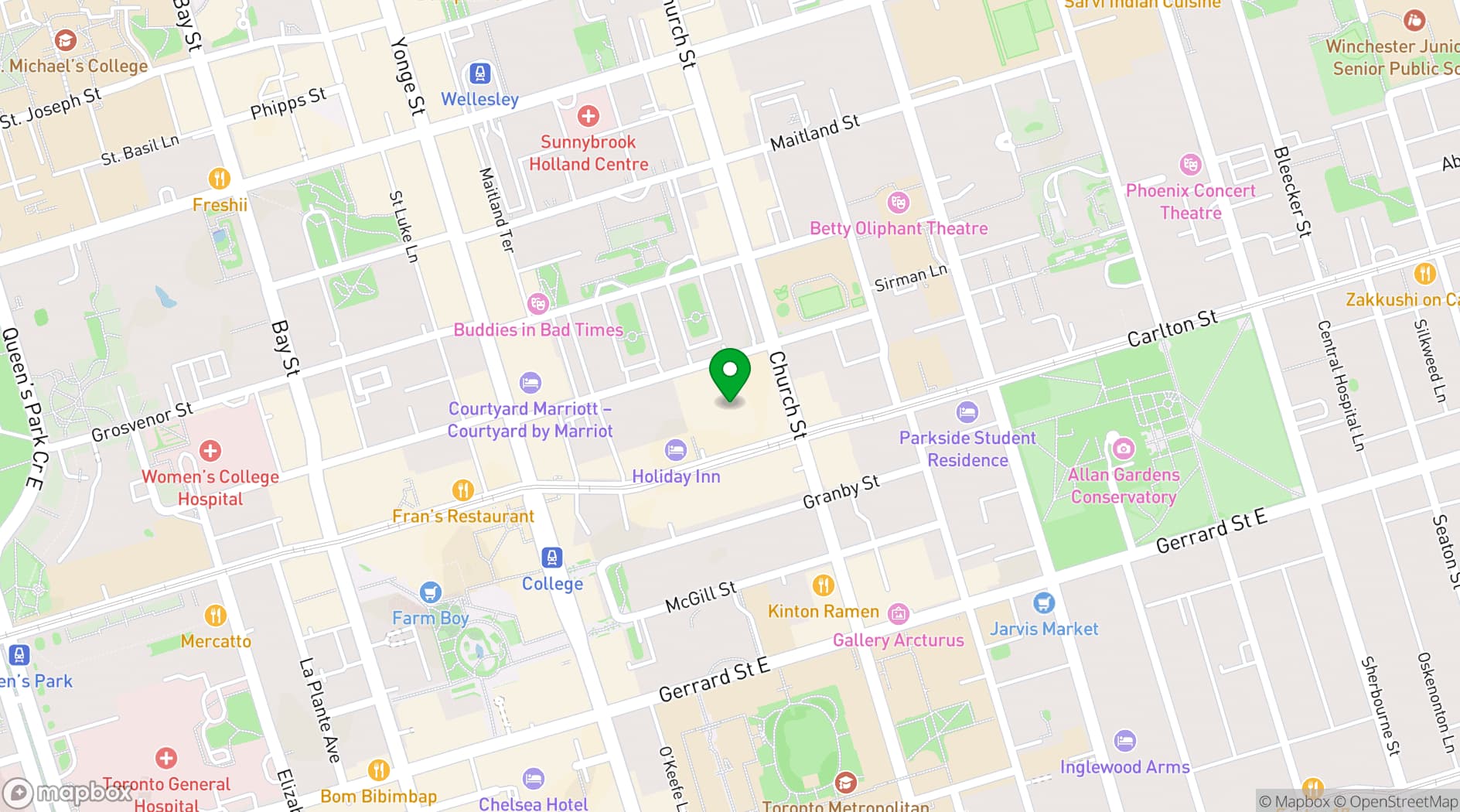 Map showing Mattamy Athletic Centre
