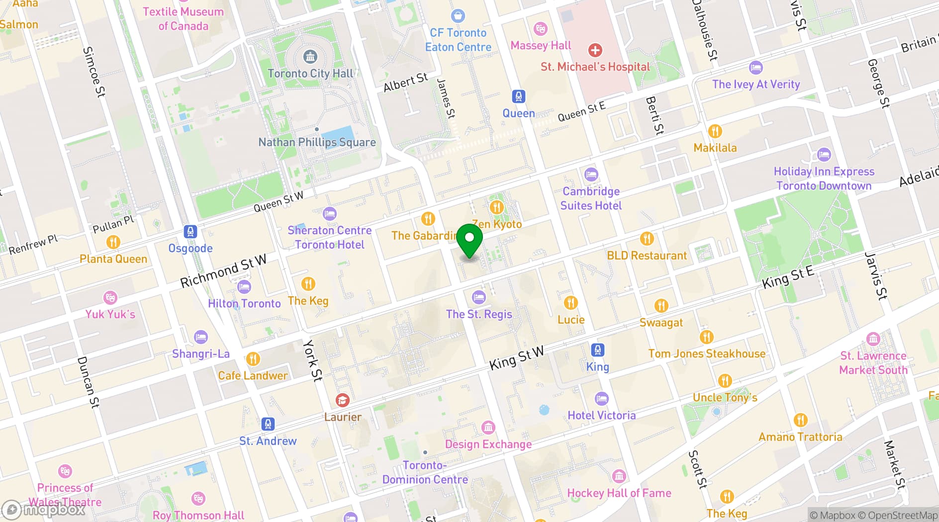 Map showing The Bay Adelaide Centre