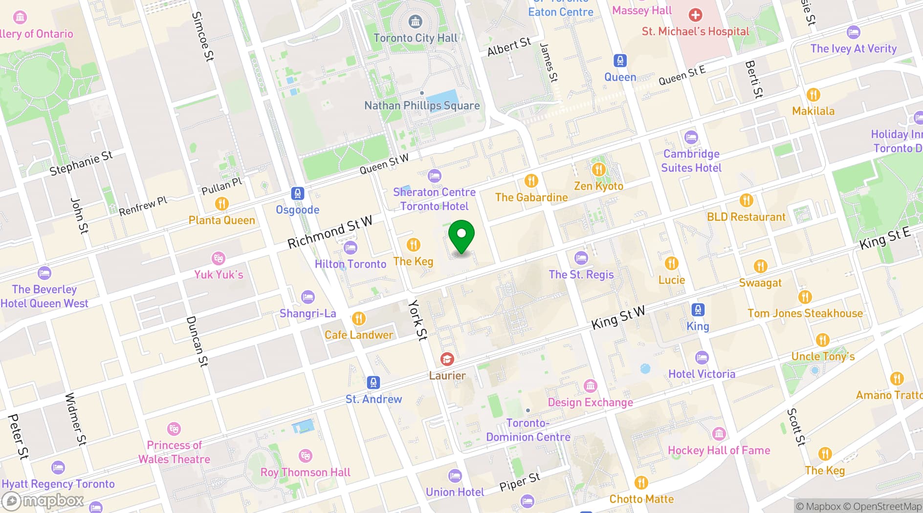 Map showing TMX Market Center