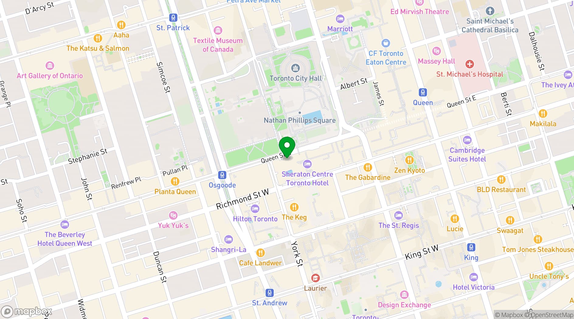 Map showing Sheraton Centre Toronto Hotel