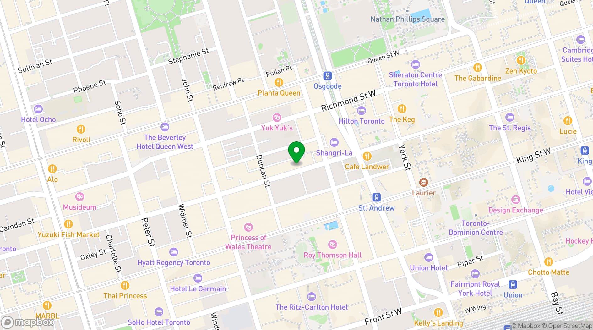 Map showing Story Toronto