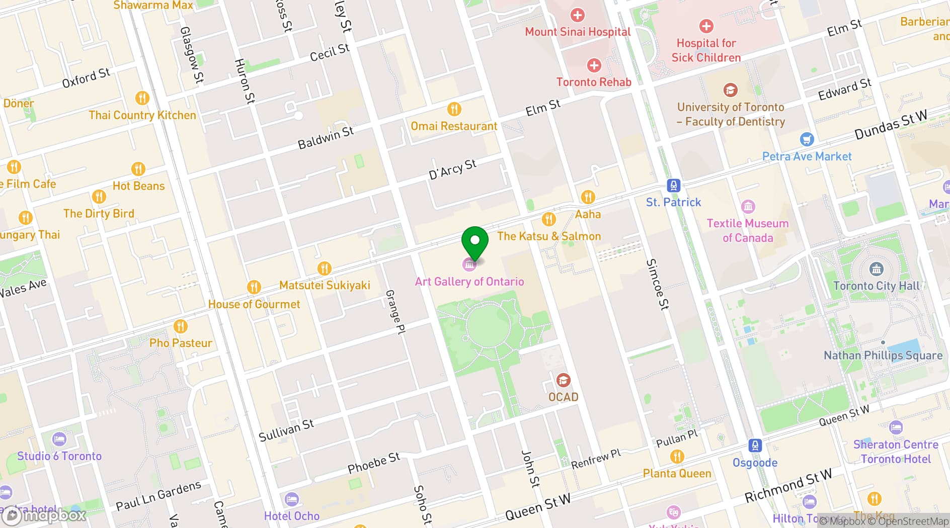 Map showing Art Gallery of Ontario