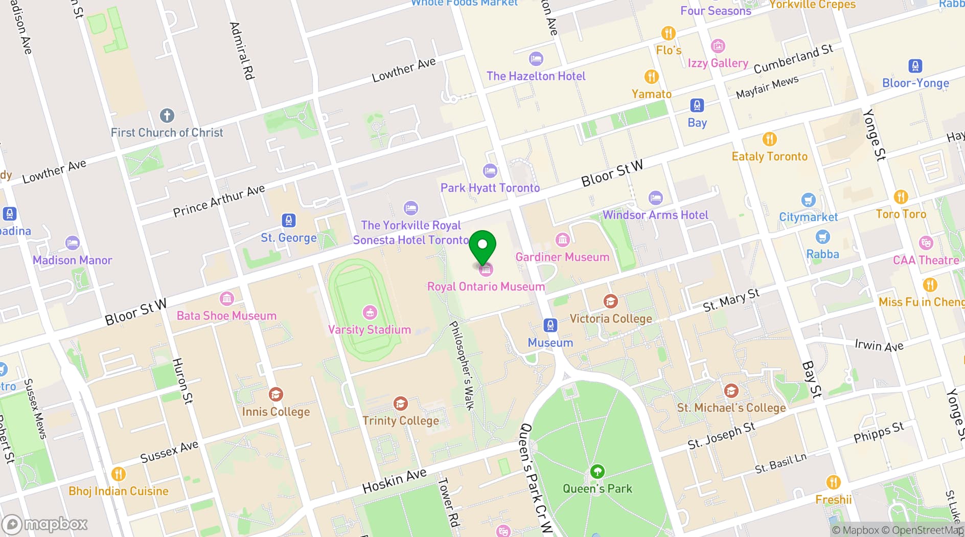 Map showing Royal Ontario Museum (ROM)