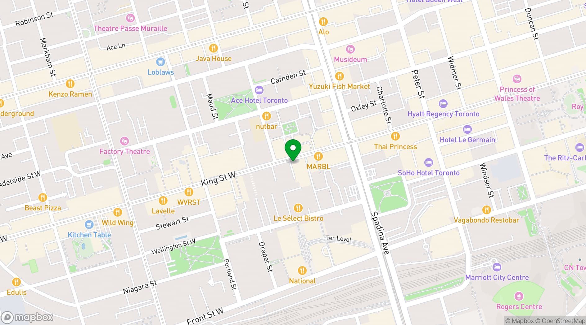 Map showing The Loft on King