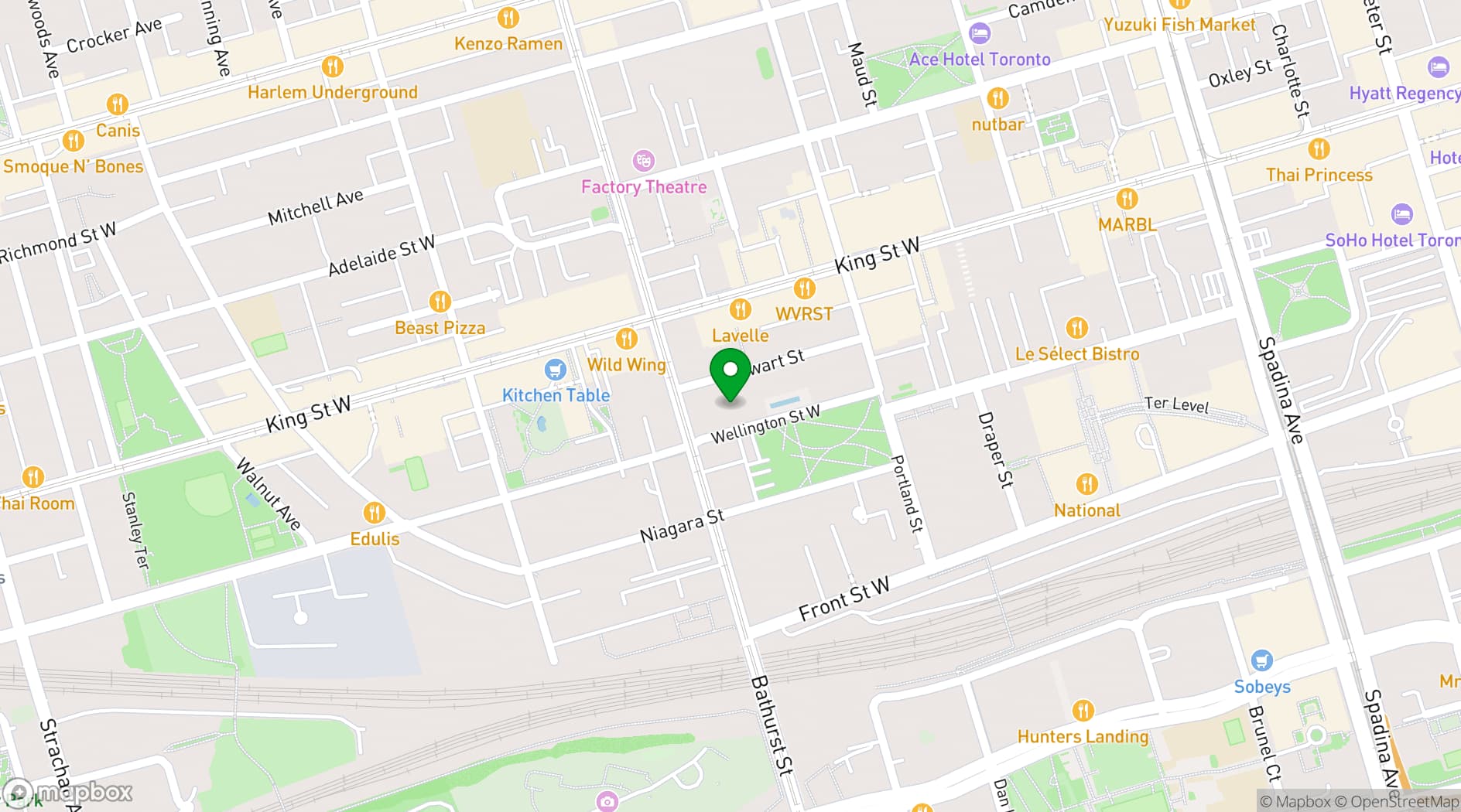 Map showing 1 Hotel Toronto