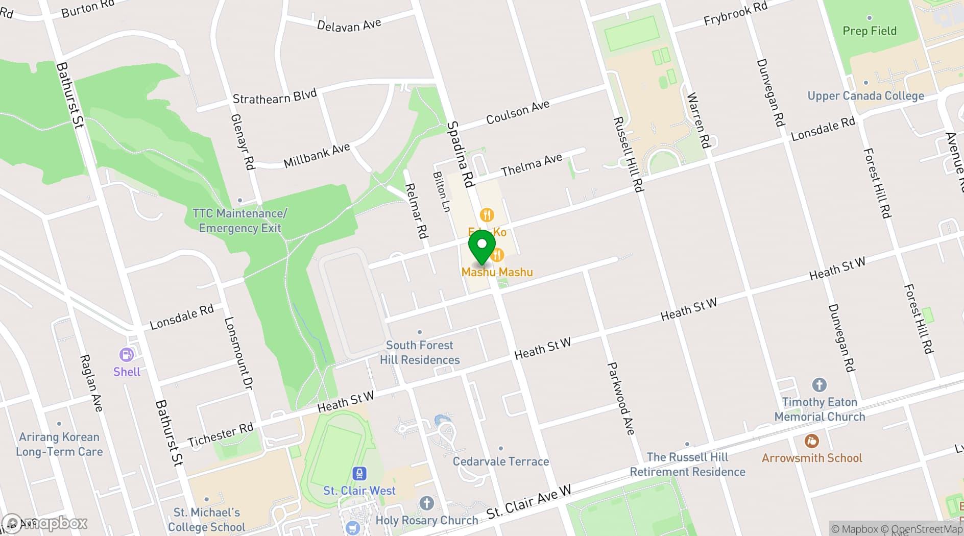 Map showing Forest Hill Village