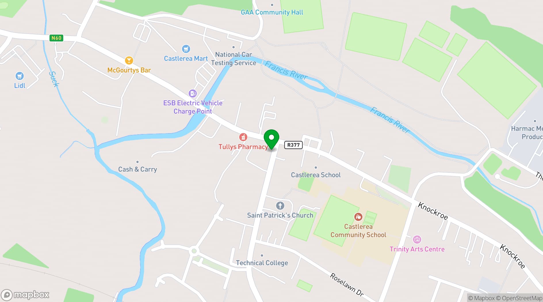 Map showing Josie’s Café