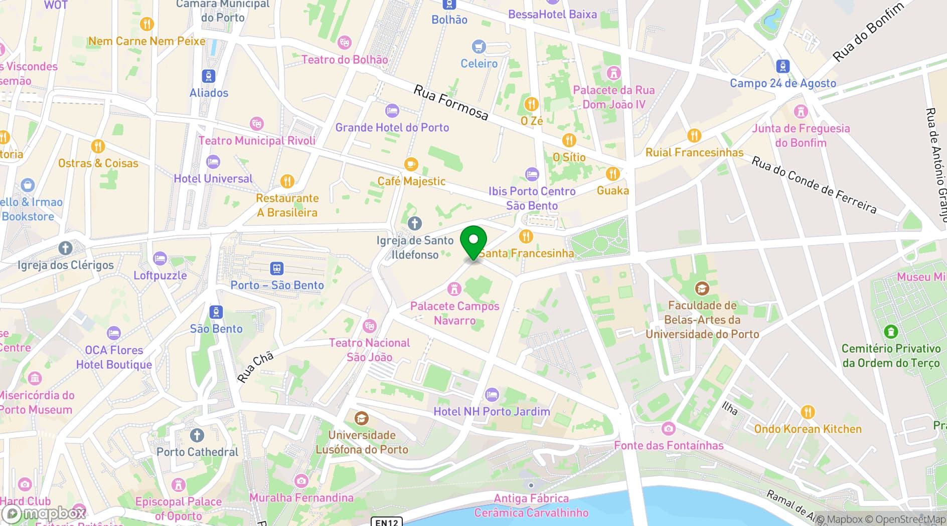 Map showing Hotel Catalonia Porto