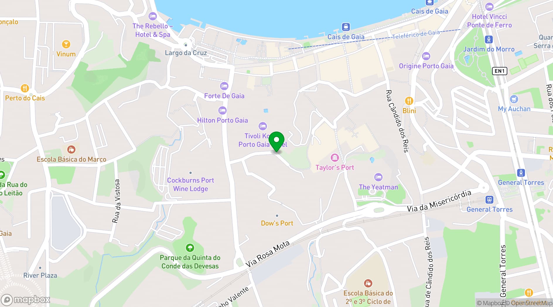 Map showing Tivoli Kopke Porto Gaia