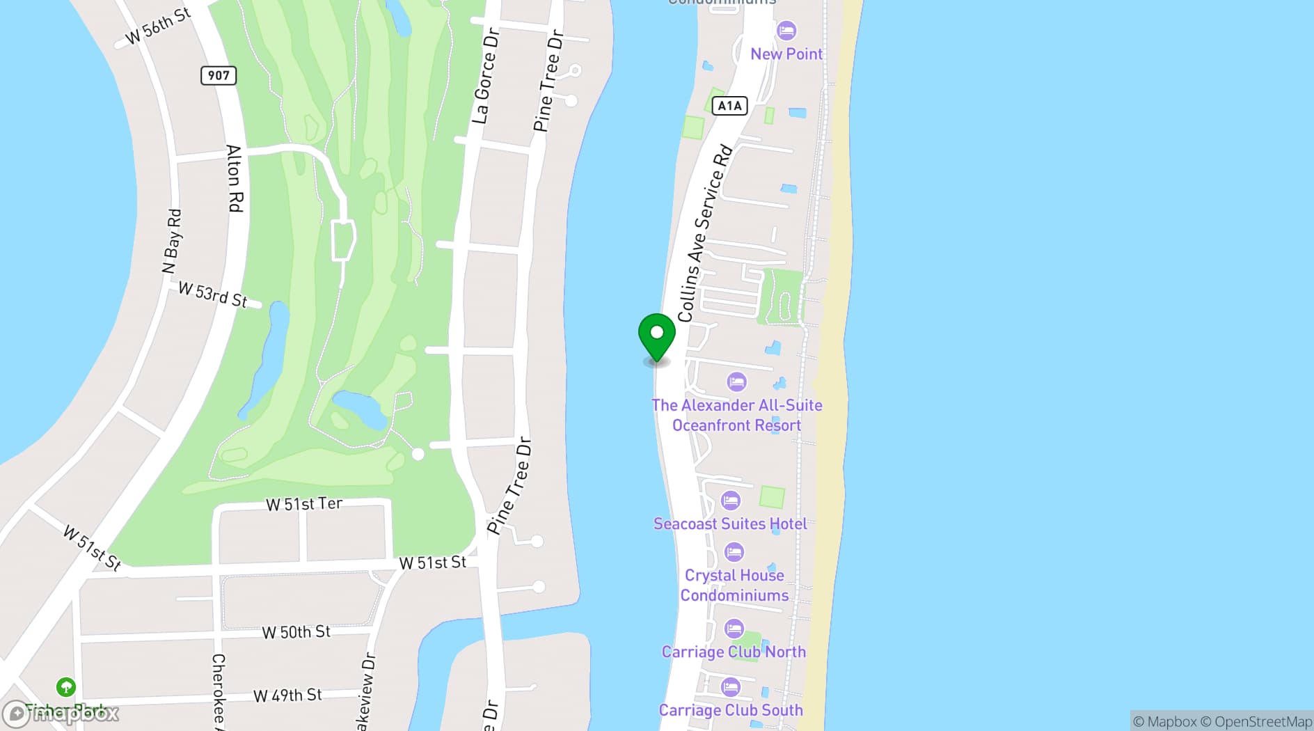 Map showing Cangri Miami Yacht Rentals