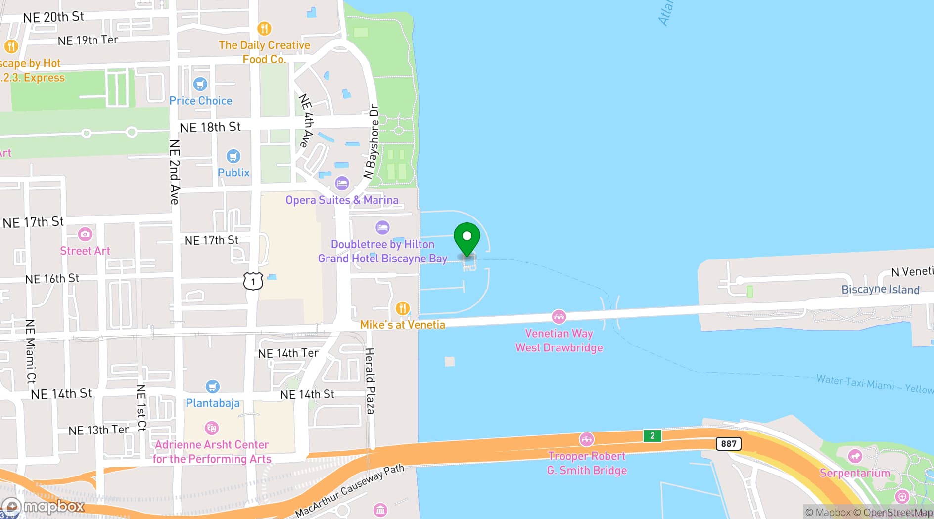 Map showing Aqua Party Boat
