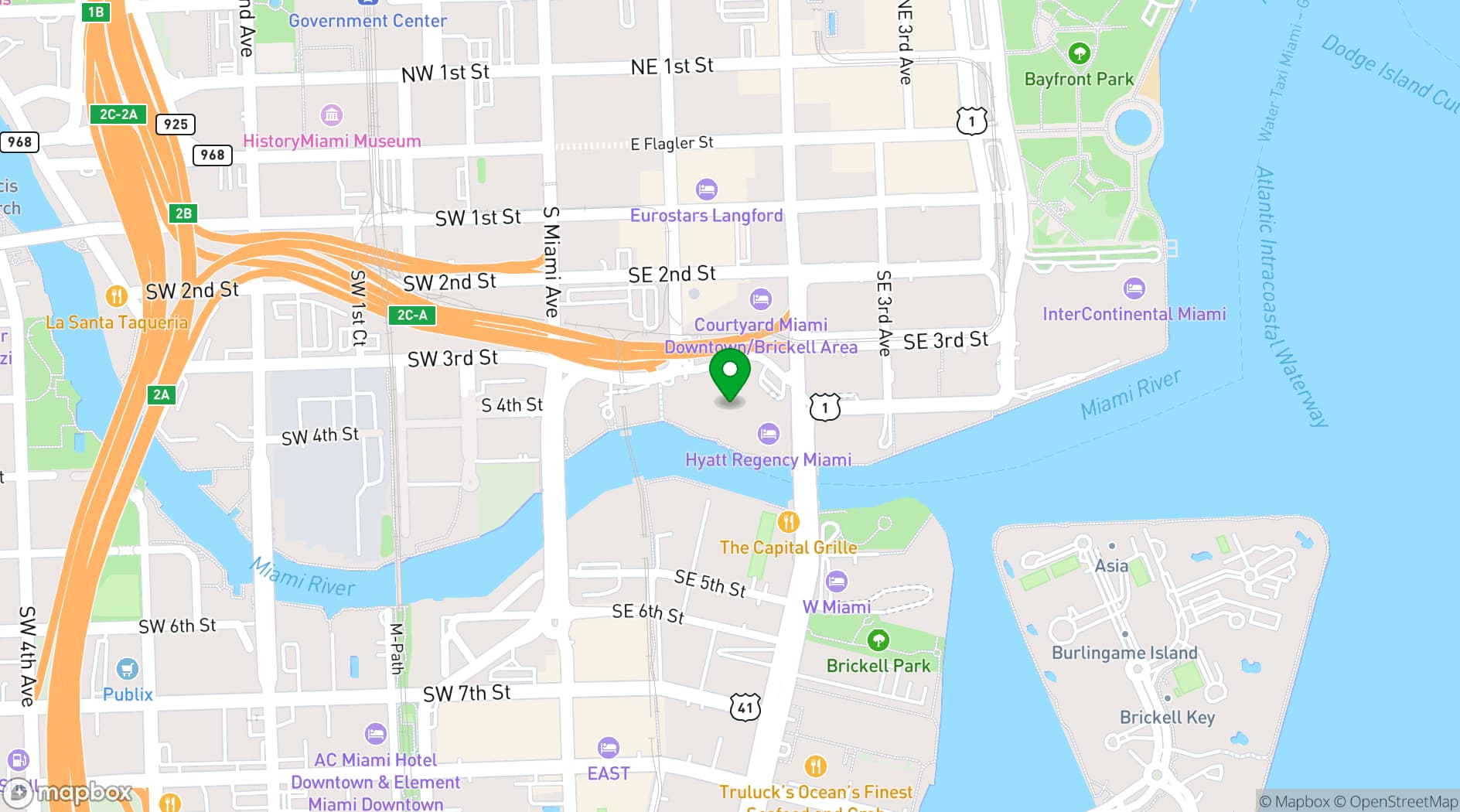Map showing James L Knight Center