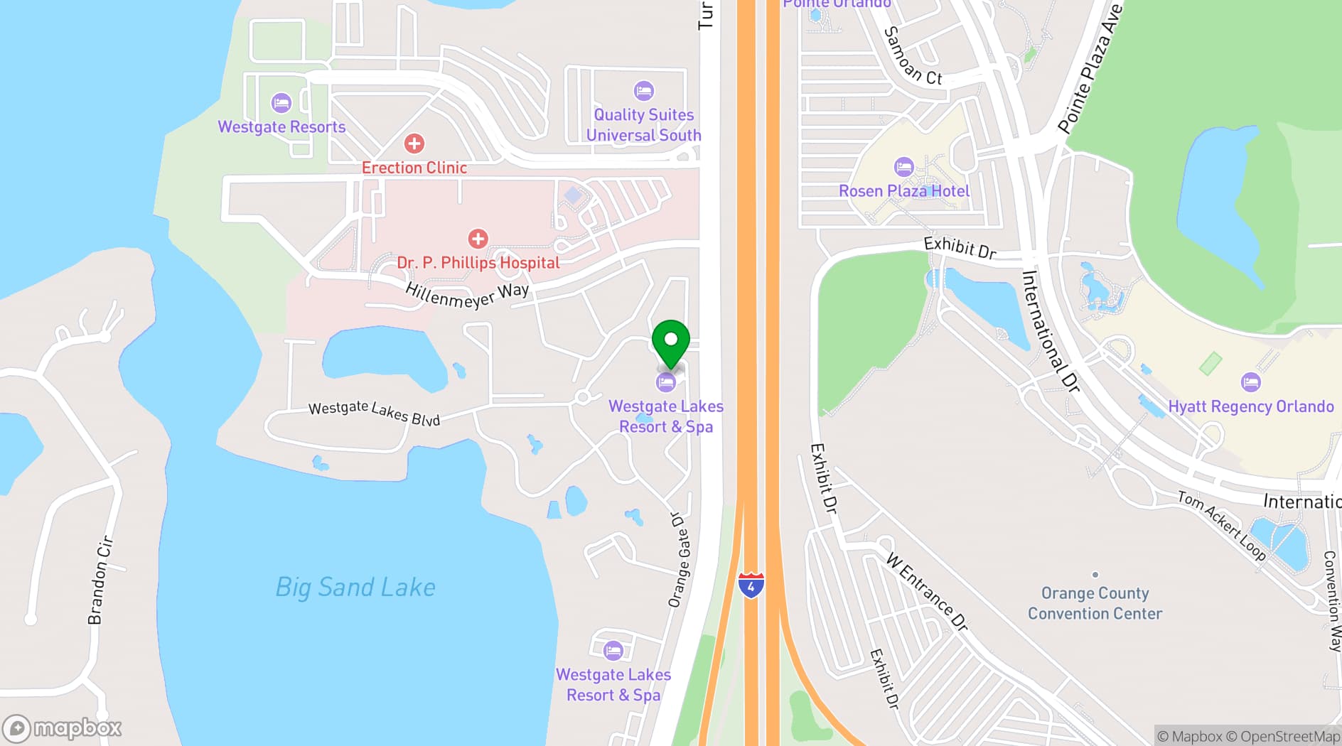 Map showing Westgate Resorts