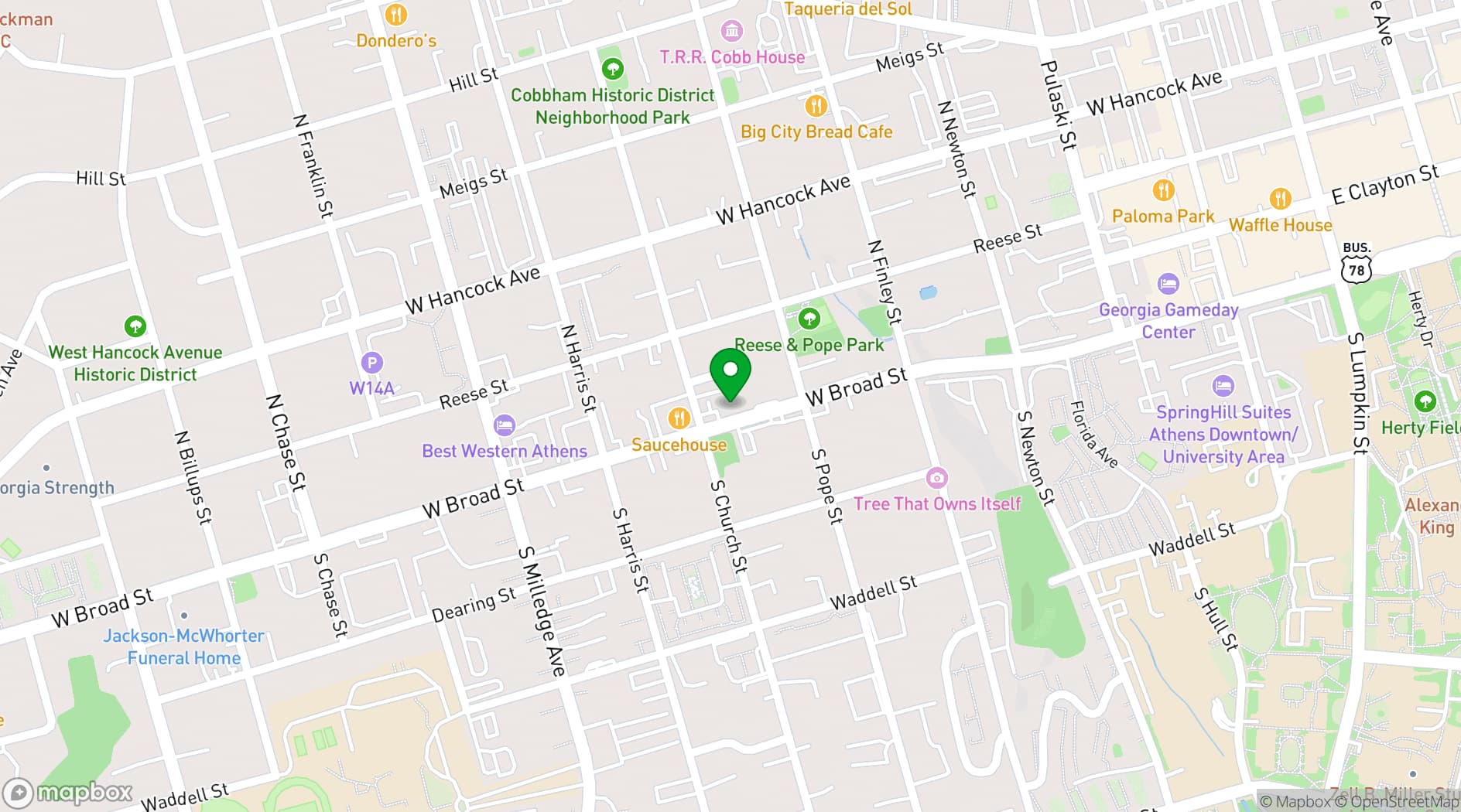 Map showing The Venue on Broad