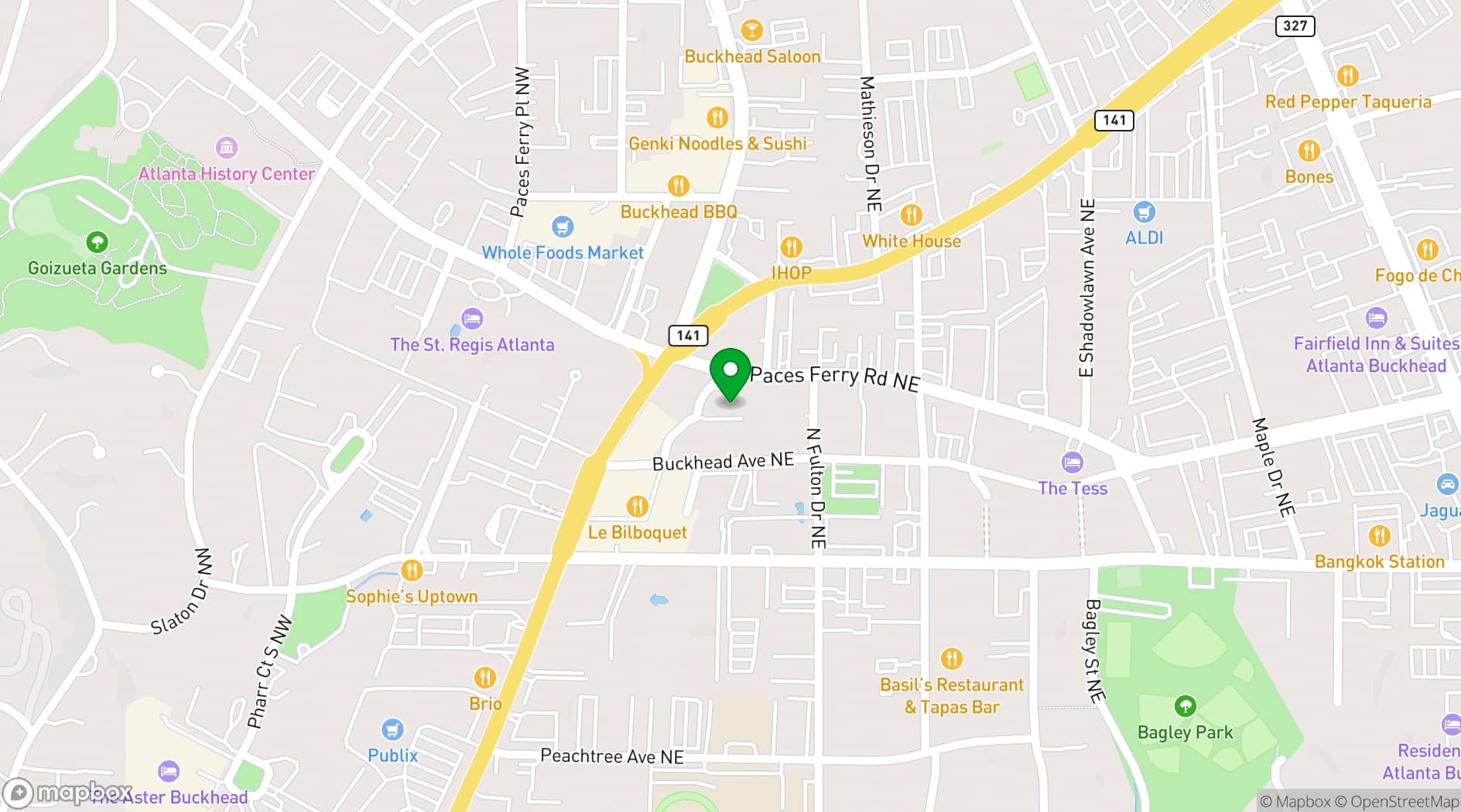 Map showing The Capital Grille