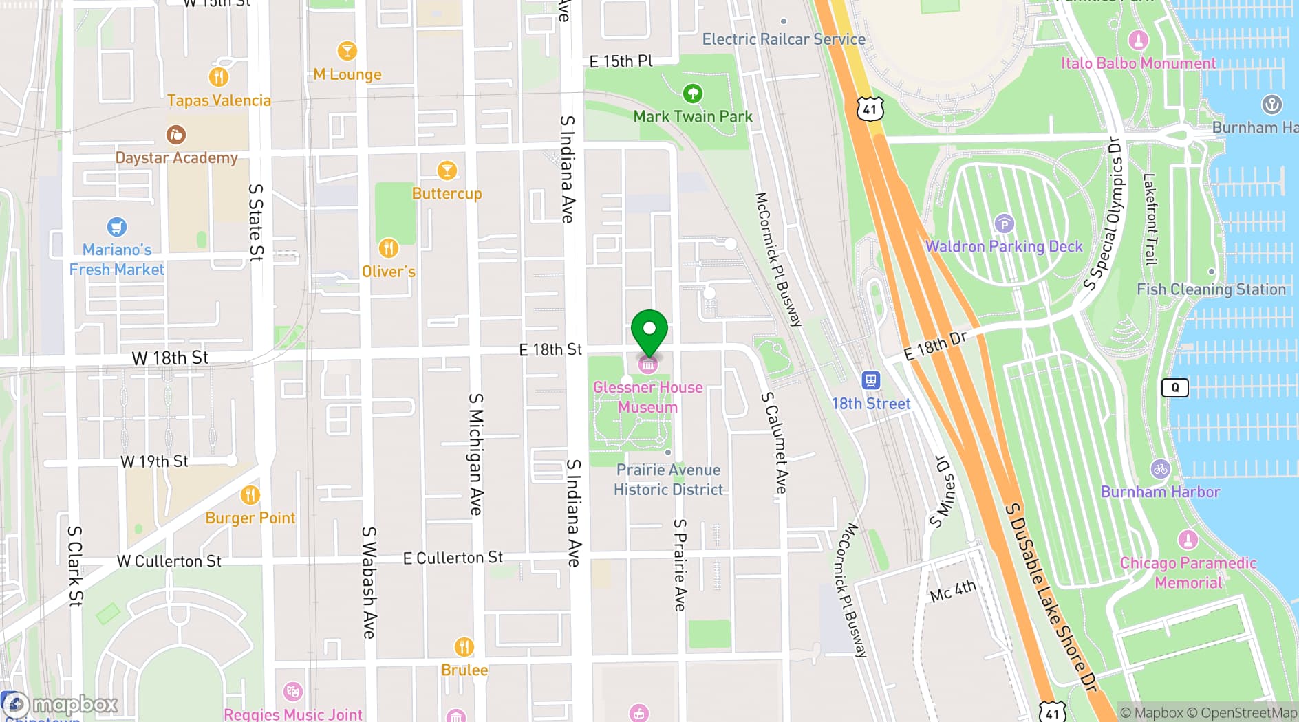 Map showing Glessner House