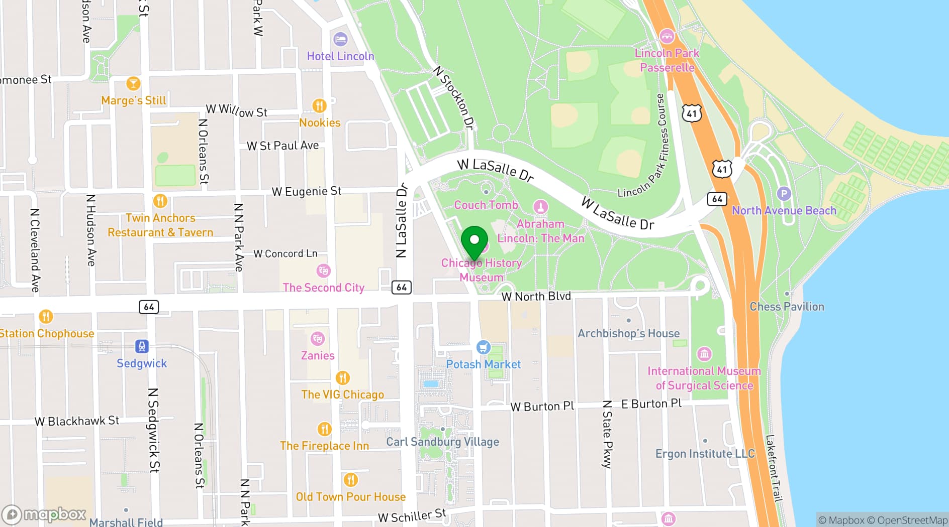 Map showing Chicago History Museum