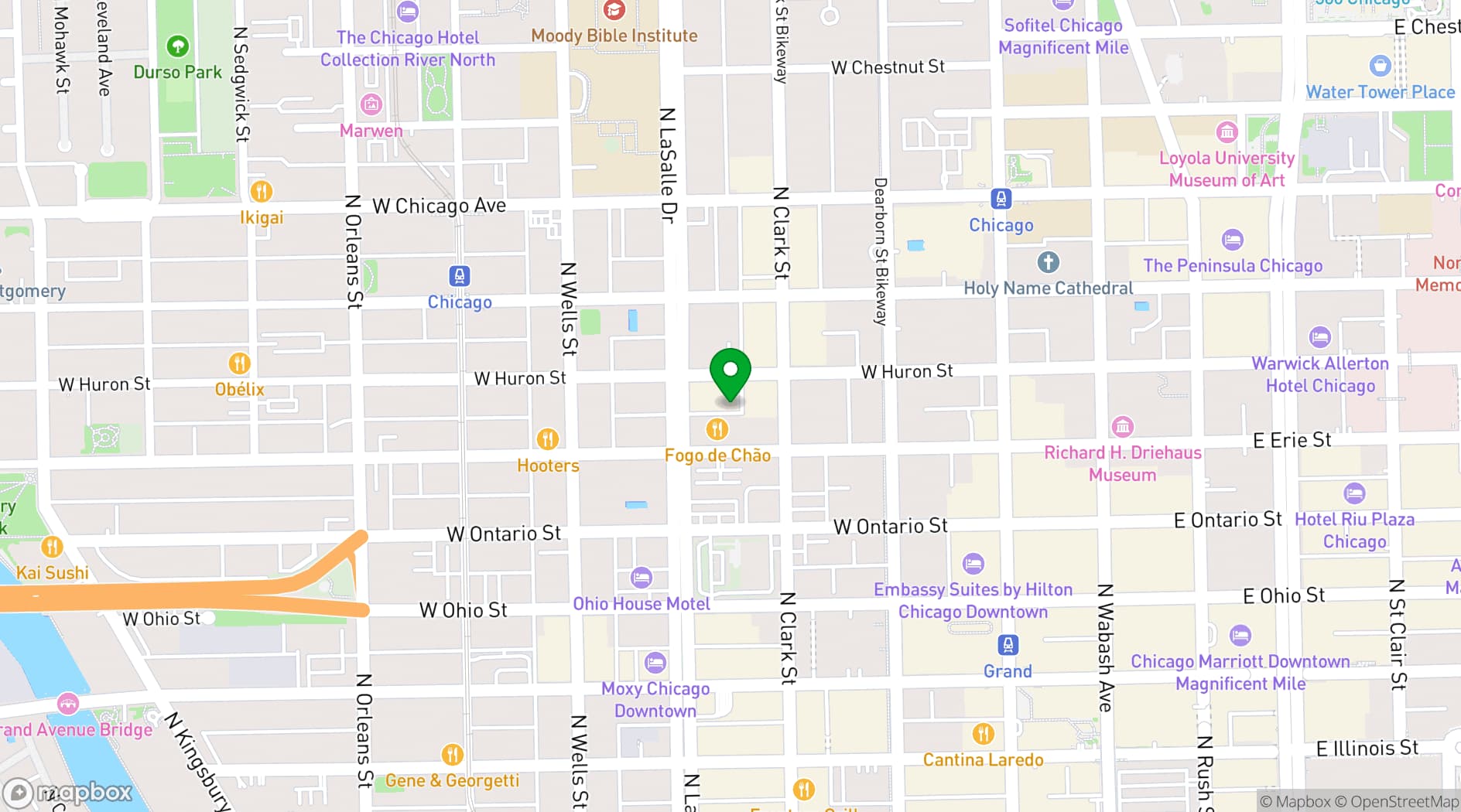 Map showing The Godfrey Hotel Chicago