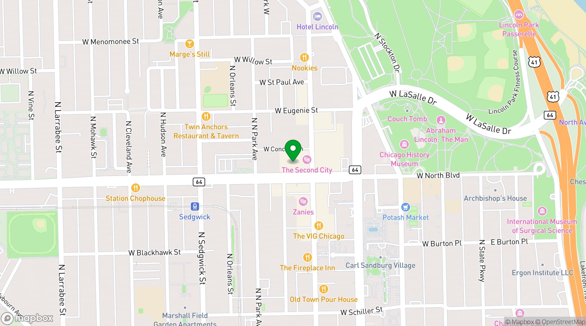 Map showing Second City Works