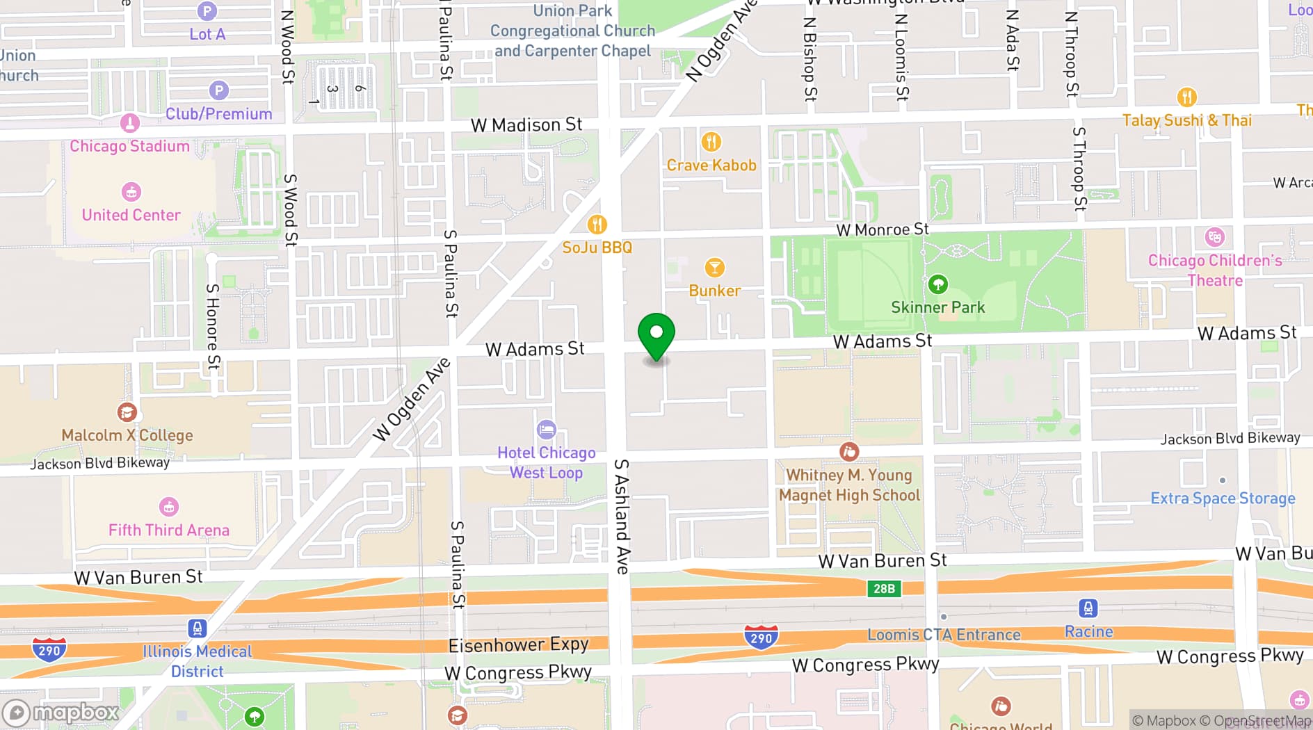 Map showing Epiphany Center for the Arts