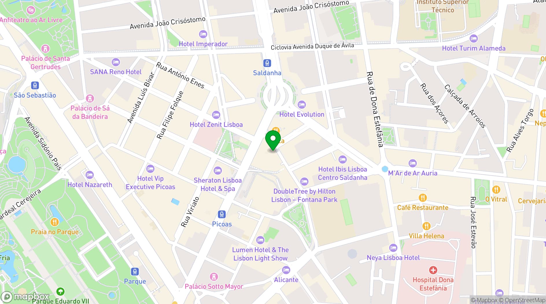 Map showing DoubleTree by Hilton Lisbon - Fontana Park