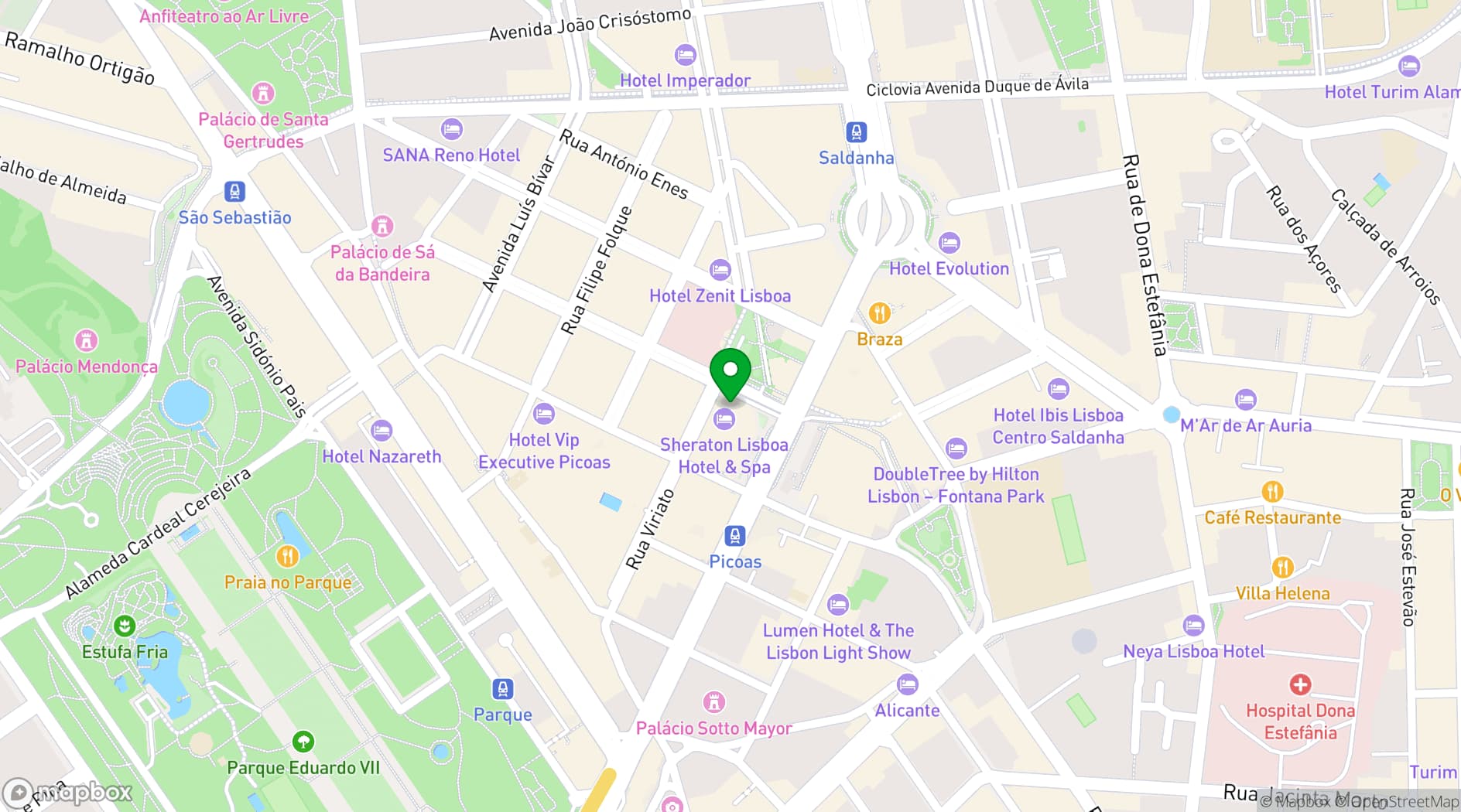 Map showing Sheraton Lisboa Hotel & Spa