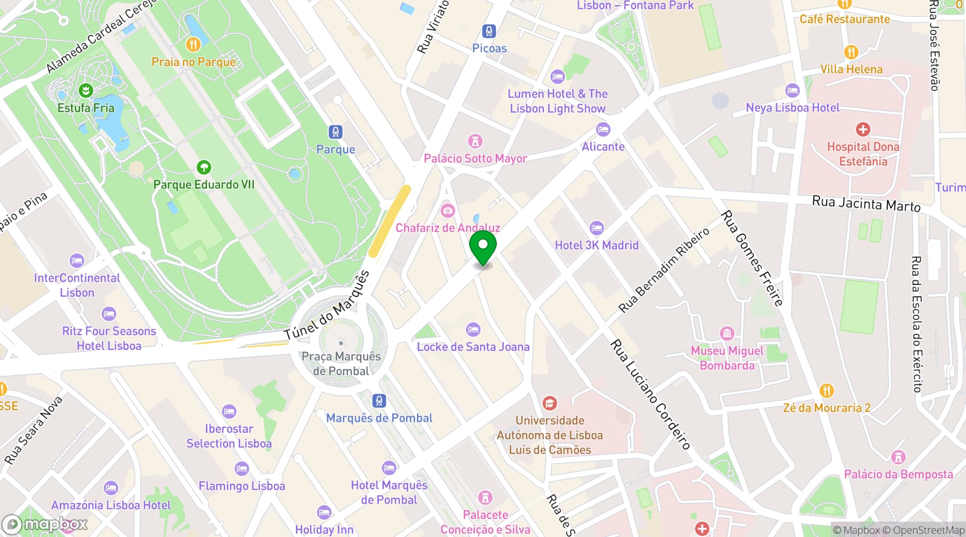 Map showing  H1O Duque de Loulé Boutique Hotel