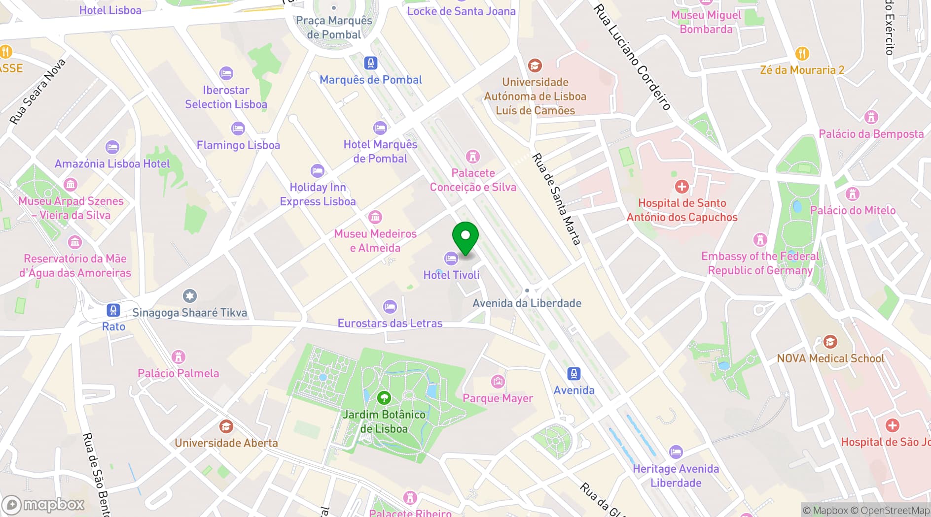 Map showing Hotel Tivoli Avenida Liberdade Lisboa