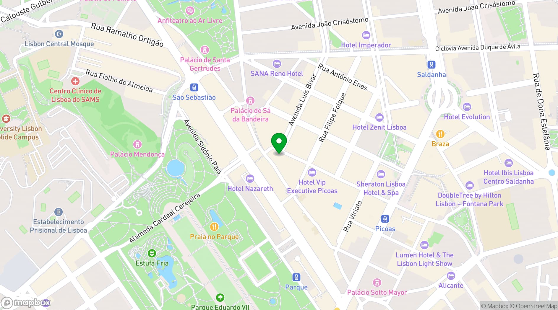 Map showing Real Palácio