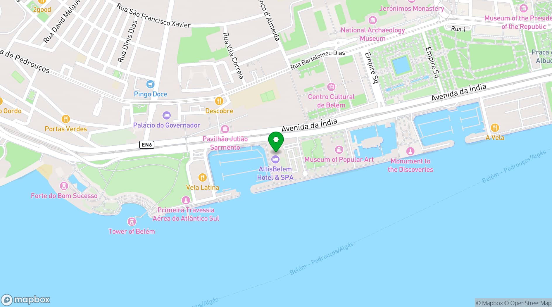 Map showing Altis Belém Hotel & Spa
